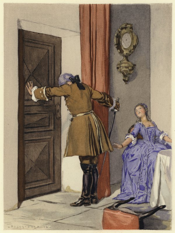 Ilustrace k pamětem Casanovy (barevná litografie) od Jules Marie Auguste Leroux