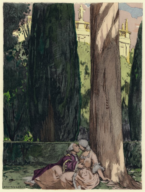 Ilustrace k pamětem Casanovy (barevná litografie) od Jules Marie Auguste Leroux