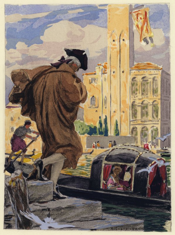 Ilustrace k pamětem Casanovy (barevná litografie) od Jules Marie Auguste Leroux