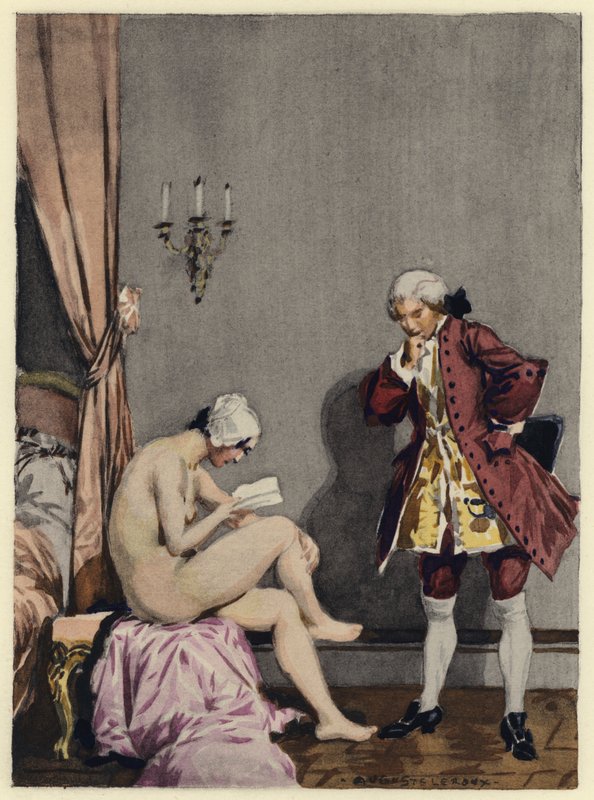 Ilustrace k pamětem Casanovy (barevná litografie) od Jules Marie Auguste Leroux