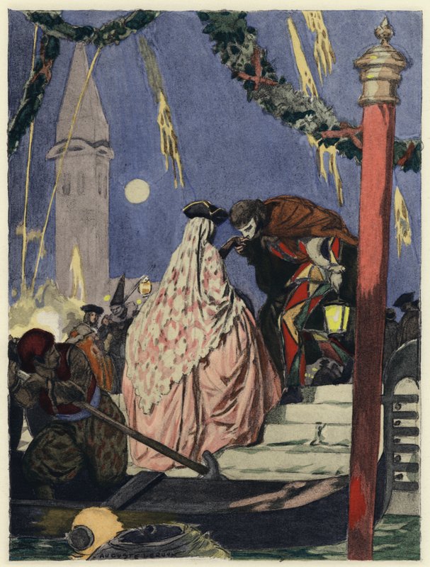 Ilustrace k pamětem Casanovy (barevná litografie) od Jules Marie Auguste Leroux