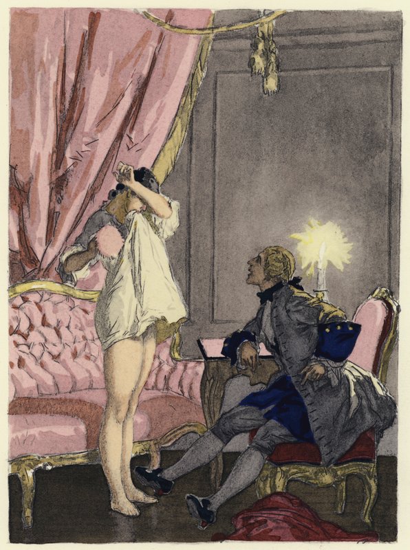 Ilustrace k pamětem Casanovy (barevná litografie) od Jules Marie Auguste Leroux