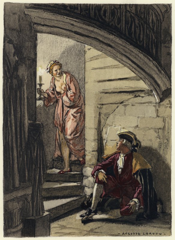 Ilustrace k pamětem Casanovy (barevná litografie) od Jules Marie Auguste Leroux