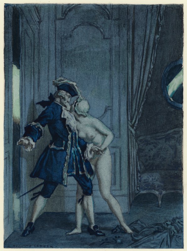 Ilustrace k pamětem Casanovy (barevná litografie) od Jules Marie Auguste Leroux