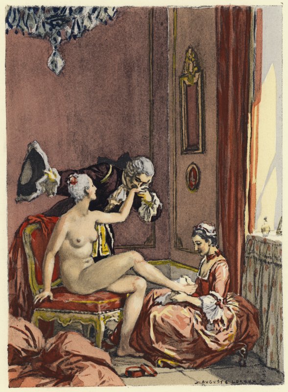 Ilustrace k pamětem Casanovy (barevná litografie) od Jules Marie Auguste Leroux