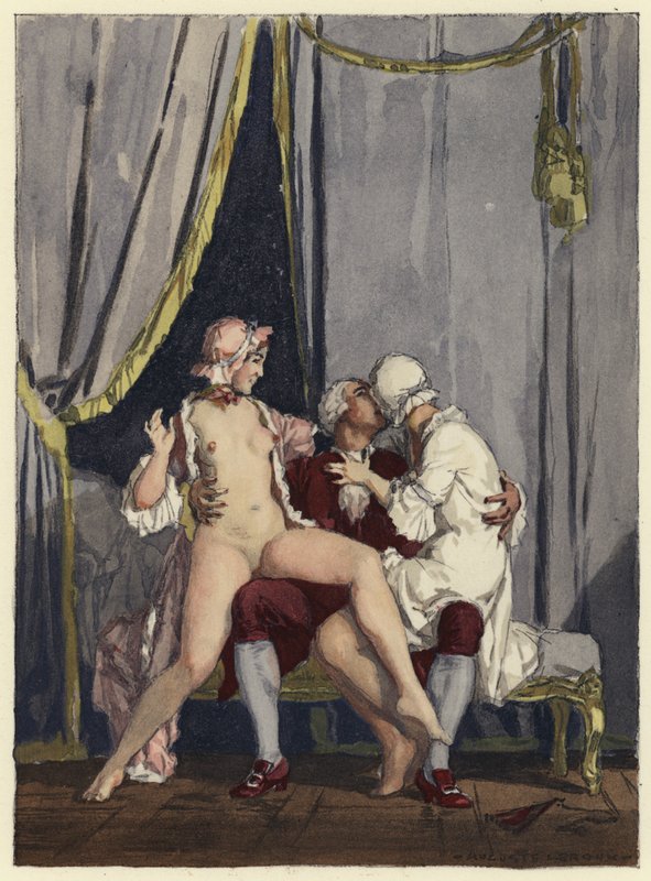 Ilustrace k pamětem Casanovy (barevná litografie) od Jules Marie Auguste Leroux