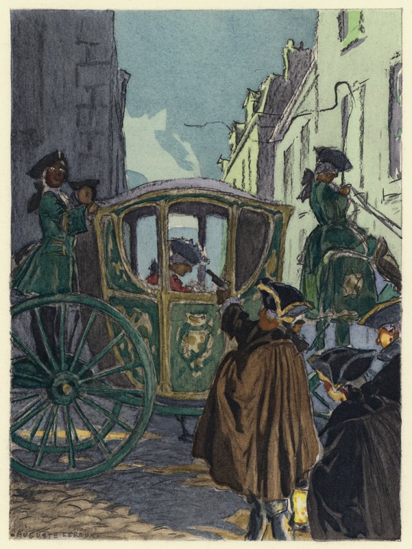 Ilustrace k pamětem Casanovy (barevná litografie) od Jules Marie Auguste Leroux