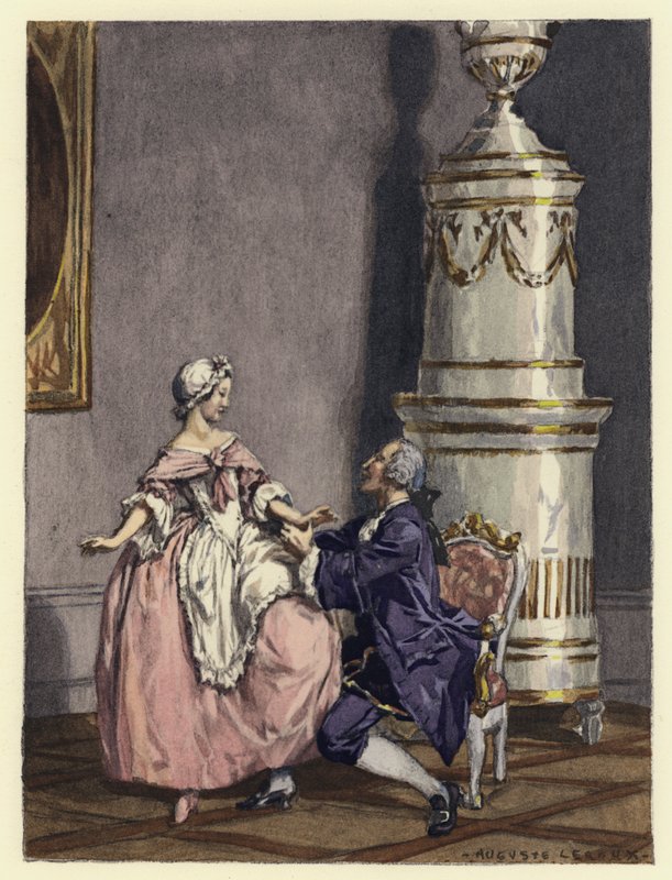 Ilustrace k pamětem Casanovy (barevná litografie) od Jules Marie Auguste Leroux