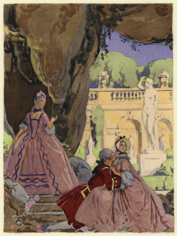 Ilustrace k pamětem Casanovy (barevná litografie) od Jules Marie Auguste Leroux