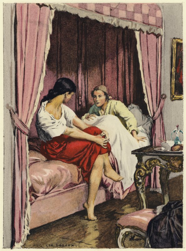 Ilustrace k pamětem Casanovy (barevná litografie) od Jules Marie Auguste Leroux