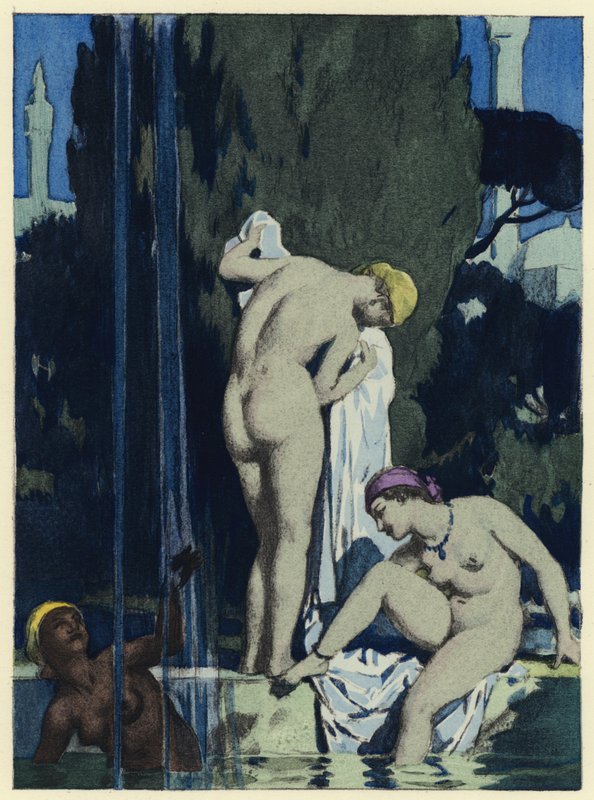 Ilustrace k pamětem Casanovy (barevná litografie) od Jules Marie Auguste Leroux
