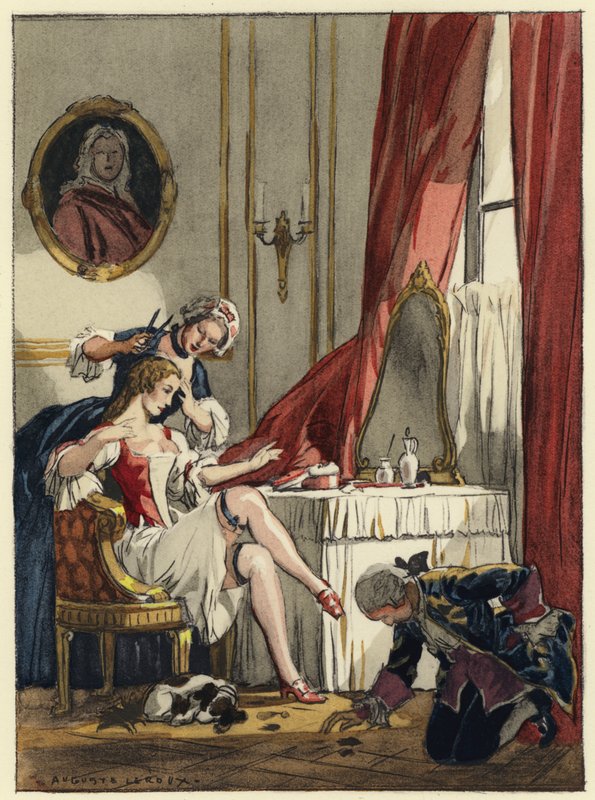 Ilustrace k pamětem Casanovy (barevná litografie) od Jules Marie Auguste Leroux