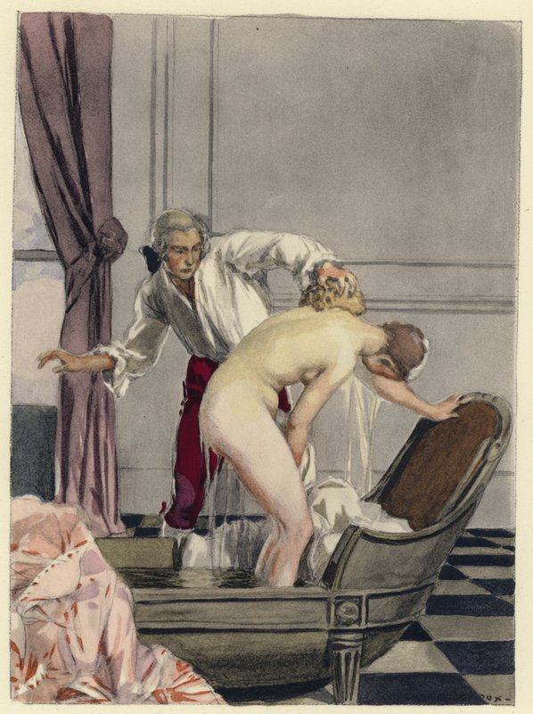 Ilustrace k pamětem Casanovy (barevná litografie) od Jules Marie Auguste Leroux