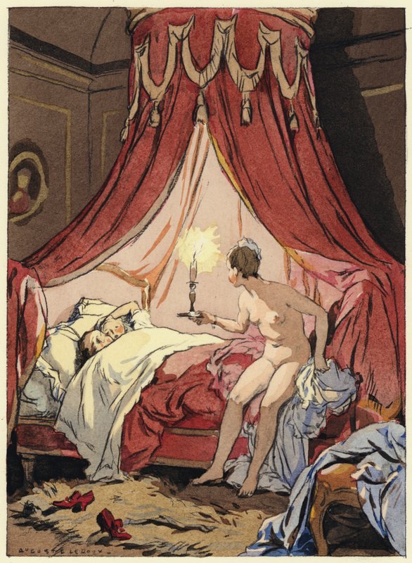 Ilustrace k pamětem Casanovy (barevná litografie) od Jules Marie Auguste Leroux