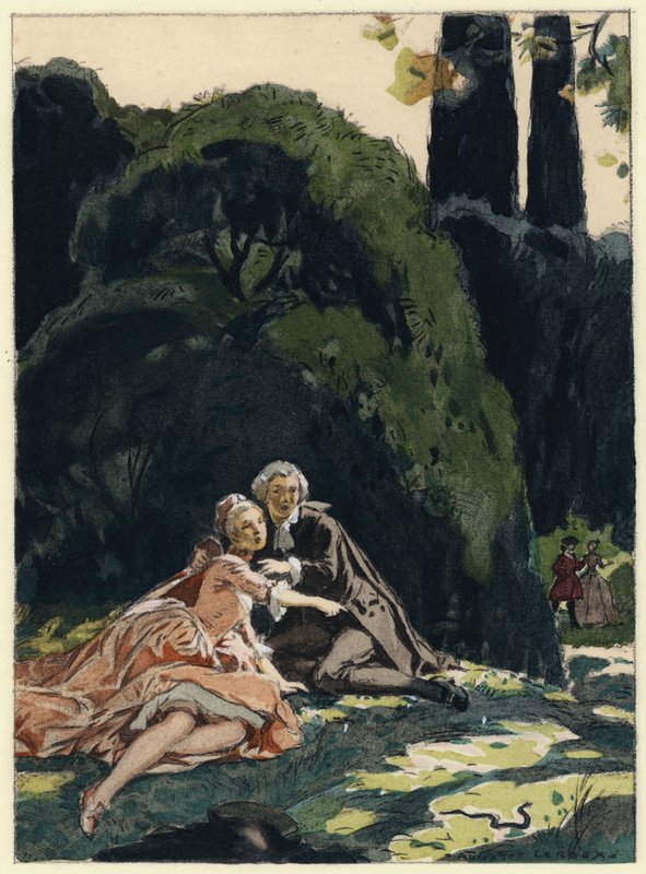 Ilustrace k pamětem Casanovy (barevná litografie) od Jules Marie Auguste Leroux