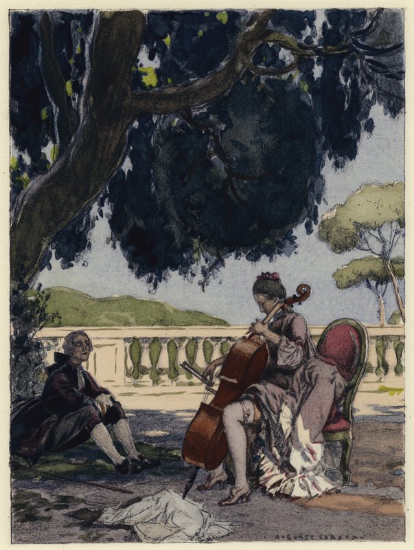 Ilustrace k pamětem Casanovy (barevná litografie) od Jules Marie Auguste Leroux