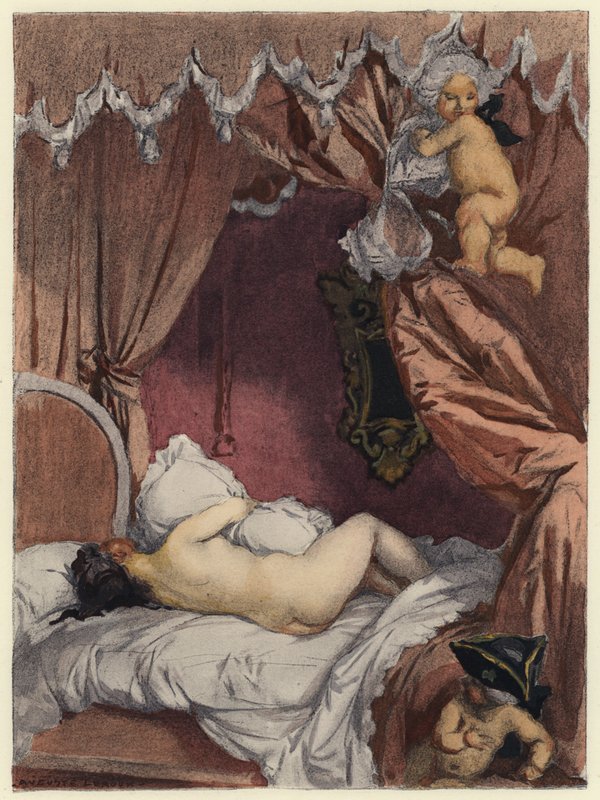 Ilustrace k pamětem Casanovy (barevná litografie) od Jules Marie Auguste Leroux