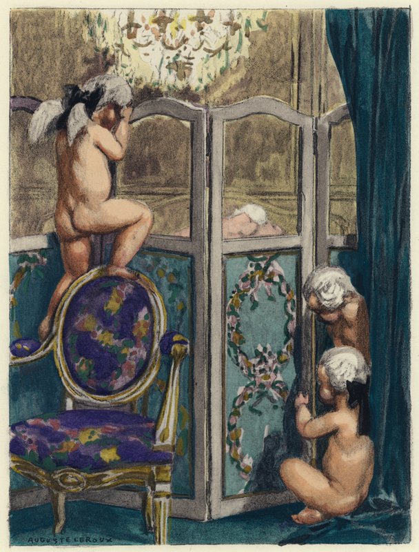 Ilustrace k pamětem Casanovy (barevná litografie) od Jules Marie Auguste Leroux