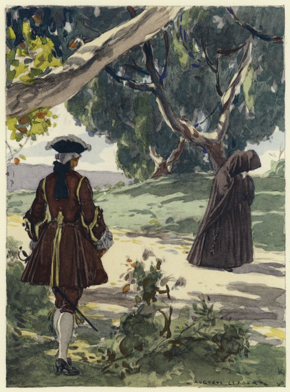 Ilustrace k pamětem Casanovy (barevná litografie) od Jules Marie Auguste Leroux
