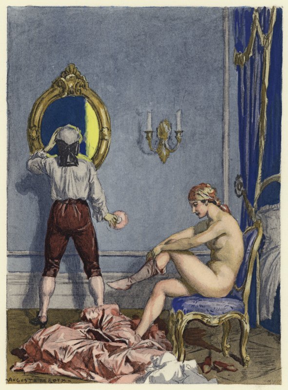 Ilustrace k pamětem Casanovy (barevná litografie) od Jules Marie Auguste Leroux