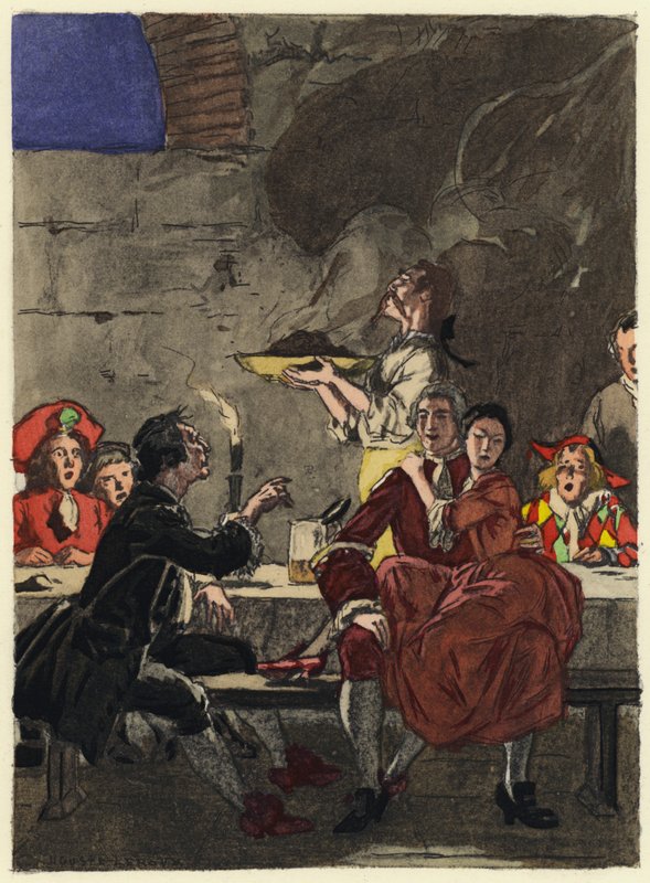 Ilustrace k pamětem Casanovy (barevná litografie) od Jules Marie Auguste Leroux