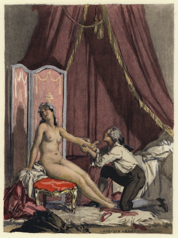 Ilustrace k pamětem Casanovy (barevná litografie) od Jules Marie Auguste Leroux