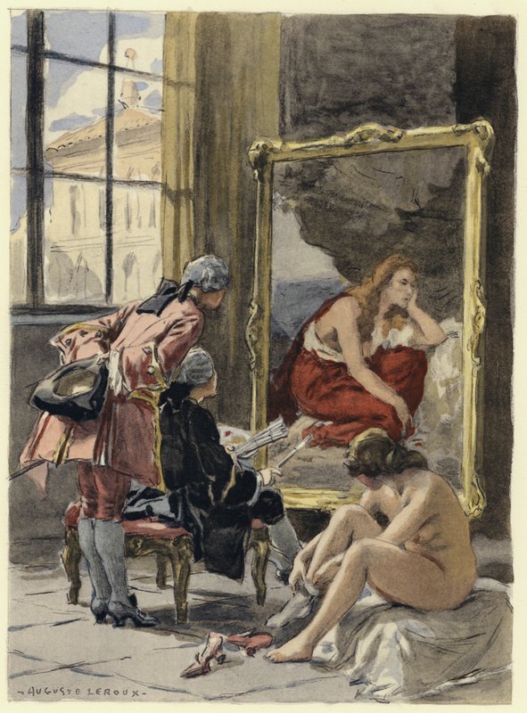 Ilustrace k pamětem Casanovy (barevná litografie) od Jules Marie Auguste Leroux