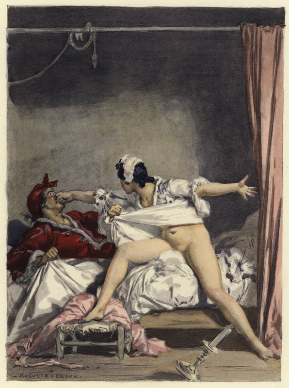 Ilustrace k pamětem Casanovy (barevná litografie) od Jules Marie Auguste Leroux