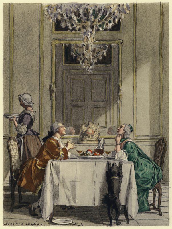 Ilustrace k pamětem Casanovy (barevná litografie) od Jules Marie Auguste Leroux