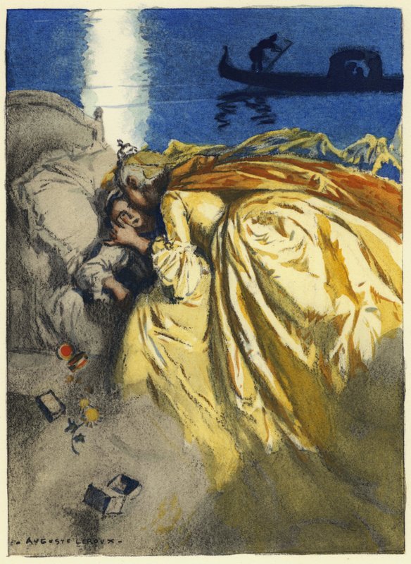 Ilustrace k pamětem Casanovy (barevná litografie) od Jules Marie Auguste Leroux