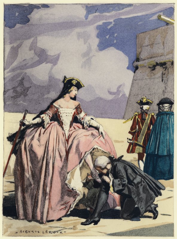 Ilustrace k pamětem Casanovy (barevná litografie) od Jules Marie Auguste Leroux