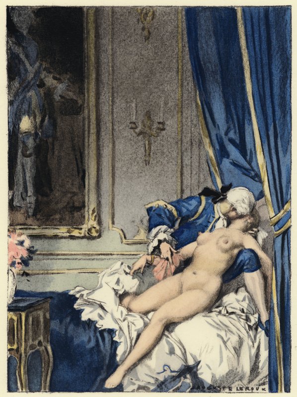 Ilustrace k pamětem Casanovy (barevná litografie) od Jules Marie Auguste Leroux