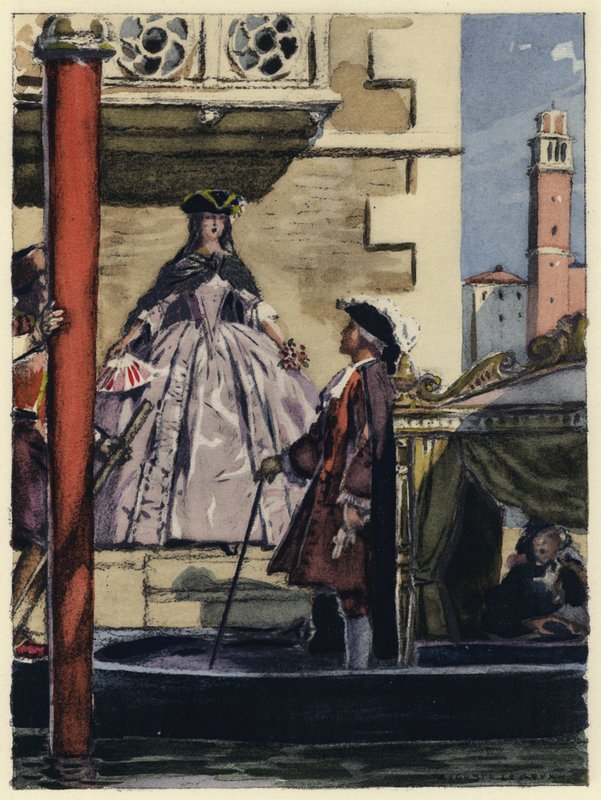 Ilustrace k pamětem Casanovy (barevná litografie) od Jules Marie Auguste Leroux