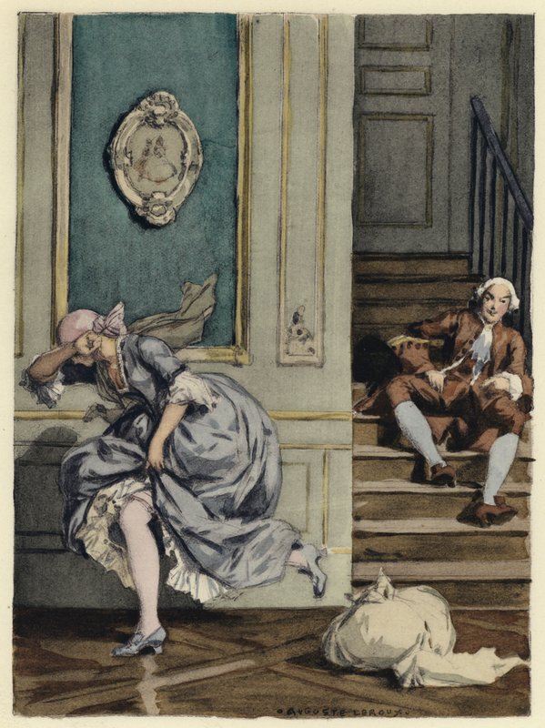 Ilustrace k pamětem Casanovy (barevná litografie) od Jules Marie Auguste Leroux
