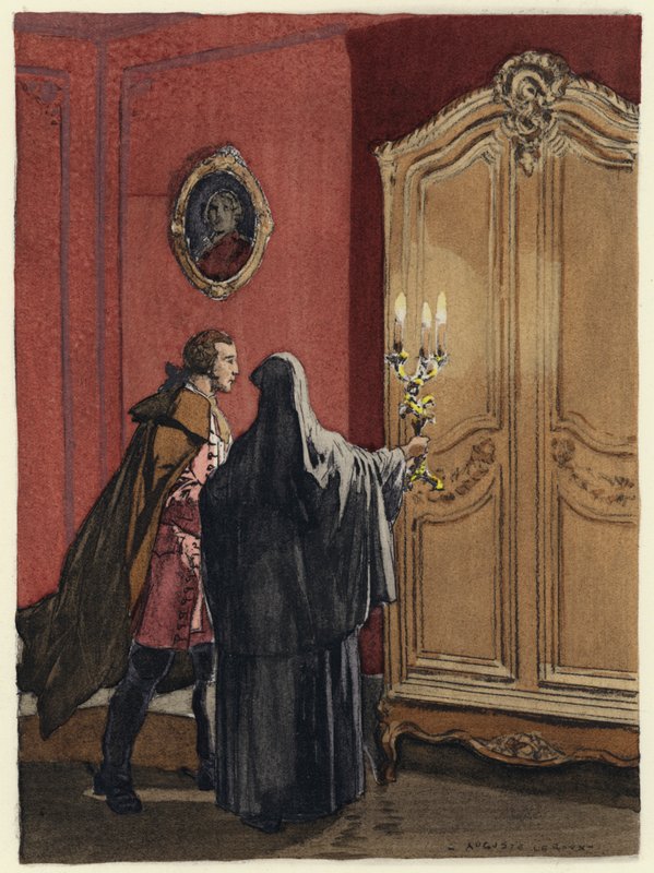 Ilustrace k pamětem Casanovy (barevná litografie) od Jules Marie Auguste Leroux