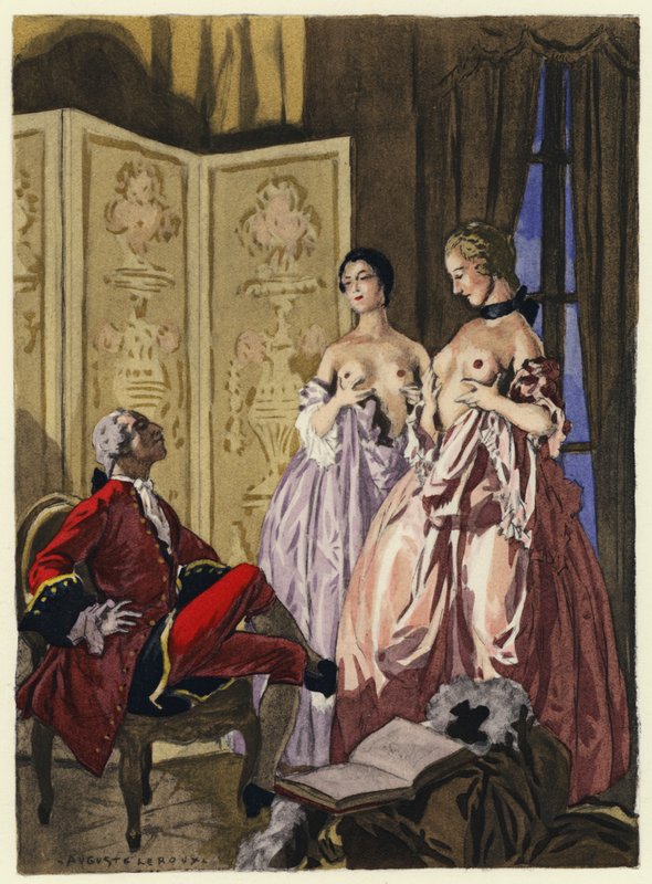 Ilustrace k pamětem Casanovy (barevná litografie) od Jules Marie Auguste Leroux