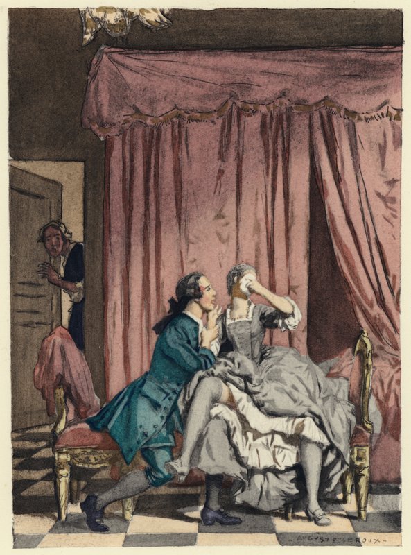 Ilustrace k pamětem Casanovy (barevná litografie) od Jules Marie Auguste Leroux