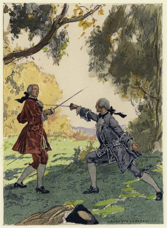 Ilustrace k pamětem Casanovy (barevná litografie) od Jules Marie Auguste Leroux