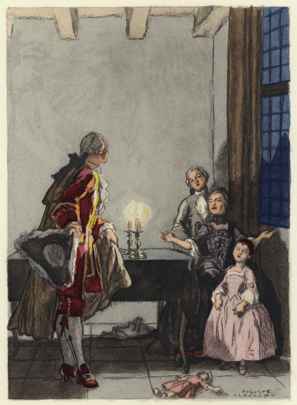 Ilustrace k pamětem Casanovy (barevná litografie) od Jules Marie Auguste Leroux