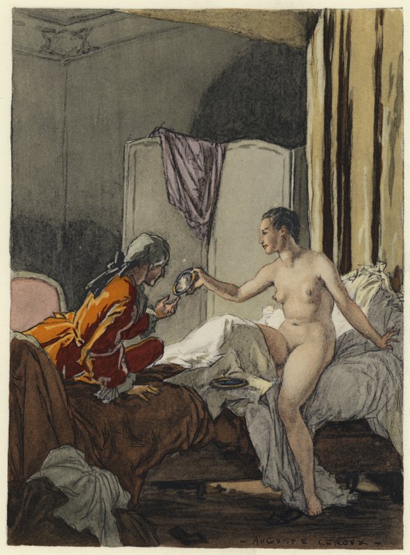 Ilustrace k pamětem Casanovy (barevná litografie) od Jules Marie Auguste Leroux