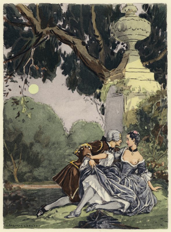 Ilustrace k pamětem Casanovy (barevná litografie) od Jules Marie Auguste Leroux