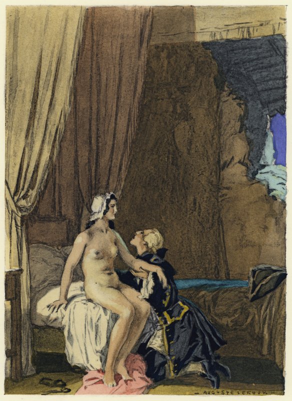 Ilustrace k pamětem Casanovy (barevná litografie) od Jules Marie Auguste Leroux