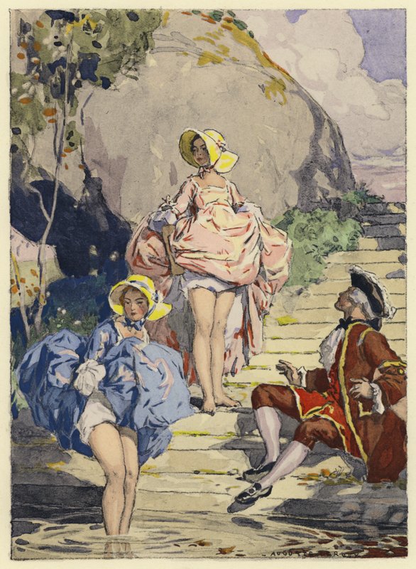 Ilustrace k pamětem Casanovy (barevná litografie) od Jules Marie Auguste Leroux