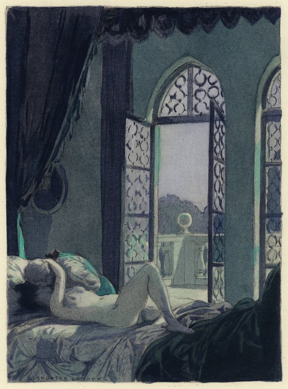 Ilustrace k pamětem Casanovy (barevná litografie) od Jules Marie Auguste Leroux