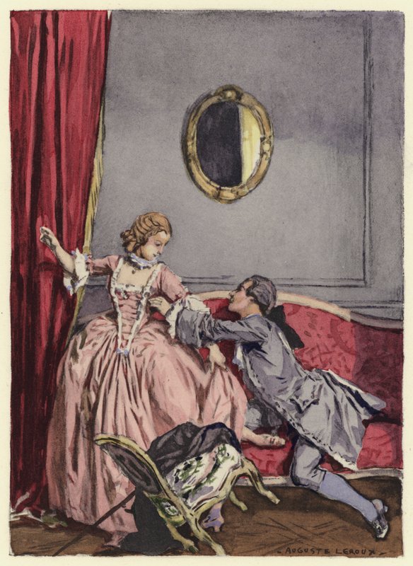 Ilustrace k pamětem Casanovy (barevná litografie) od Jules Marie Auguste Leroux