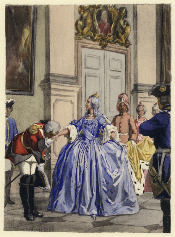 Ilustrace k pamětem Casanovy (barevná litografie) od Jules Marie Auguste Leroux