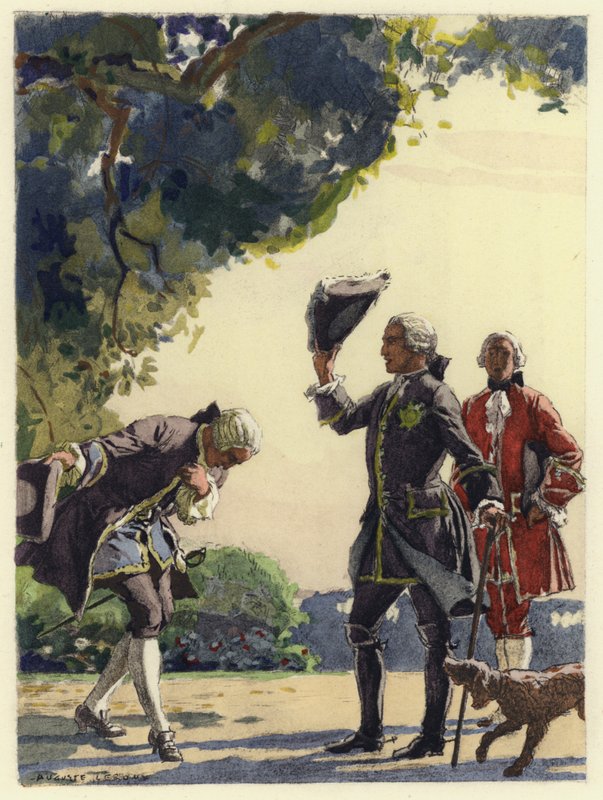 Ilustrace k pamětem Casanovy (barevná litografie) od Jules Marie Auguste Leroux