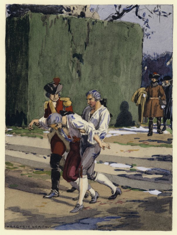 Ilustrace k pamětem Casanovy (barevná litografie) od Jules Marie Auguste Leroux