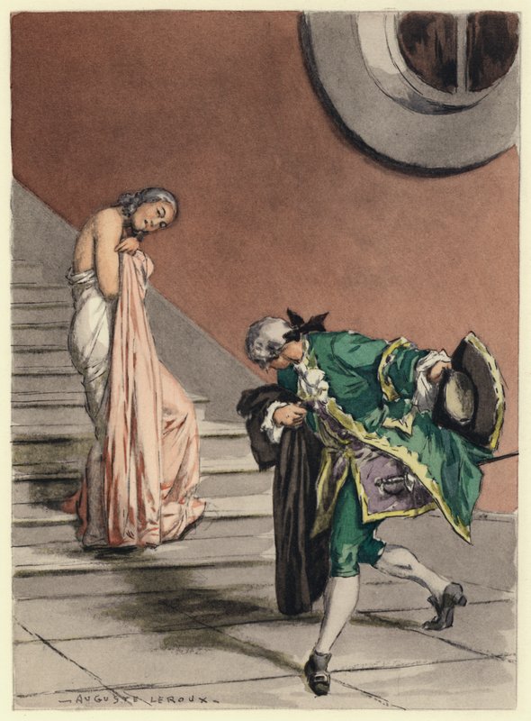 Ilustrace k pamětem Casanovy (barevná litografie) od Jules Marie Auguste Leroux