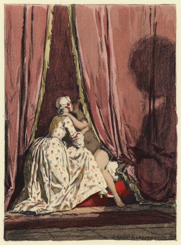 Ilustrace k pamětem Casanovy (barevná litografie) od Jules Marie Auguste Leroux